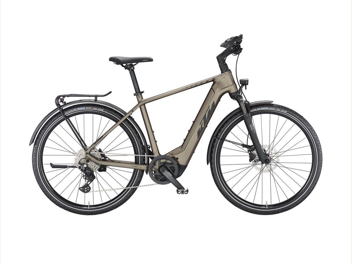 KTM Macina electric trekking bicycle with rack and fenders